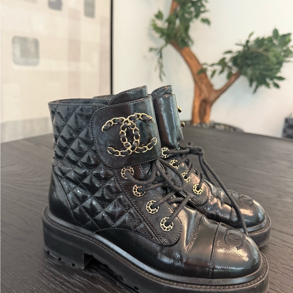 Chanel Black Quilted Leather Ankle Boots